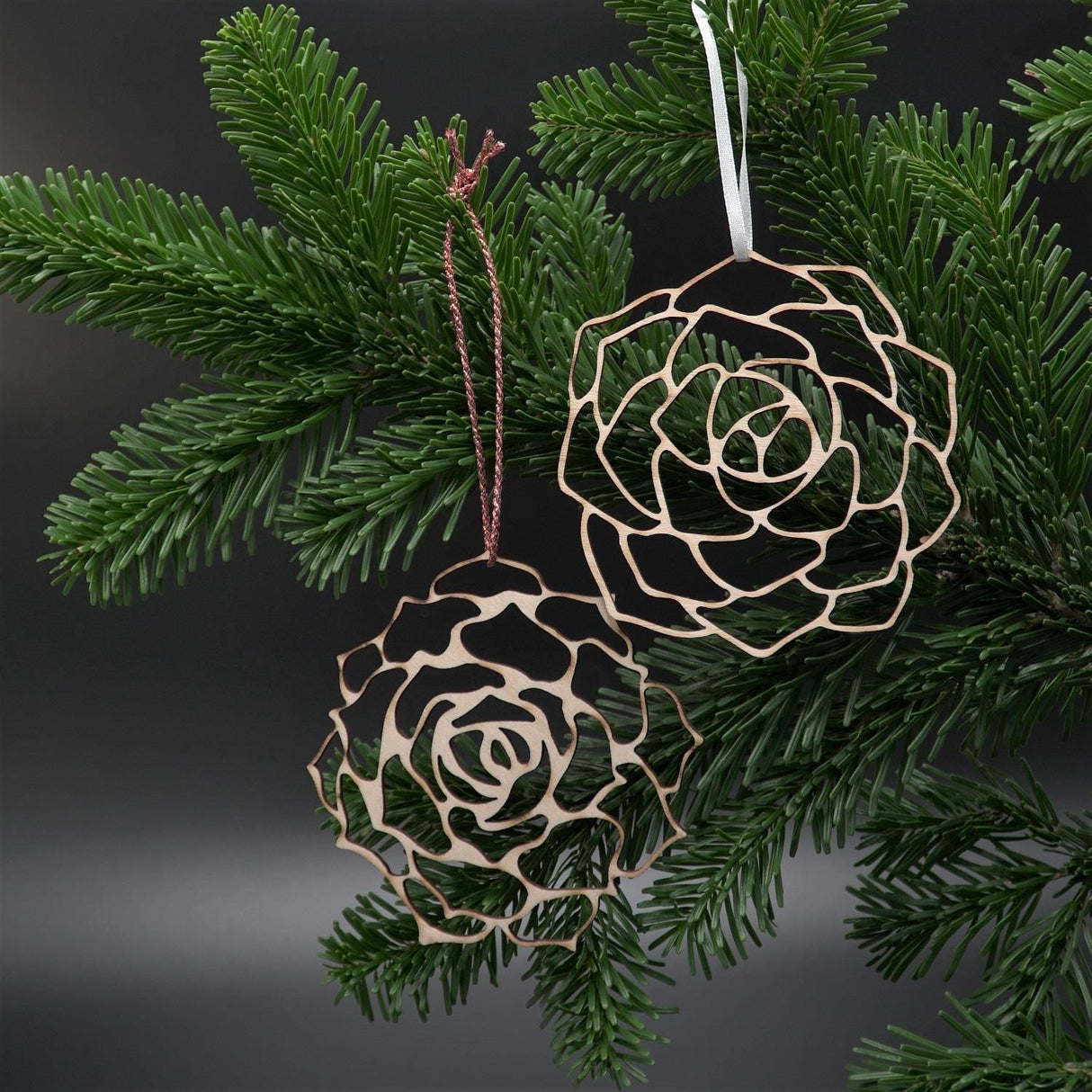 Sukkulenten Holz-Ornamente 2er Set