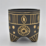 Übertopf BEATRICE Schwarz, Gold für 10,5cm Sukkulenten