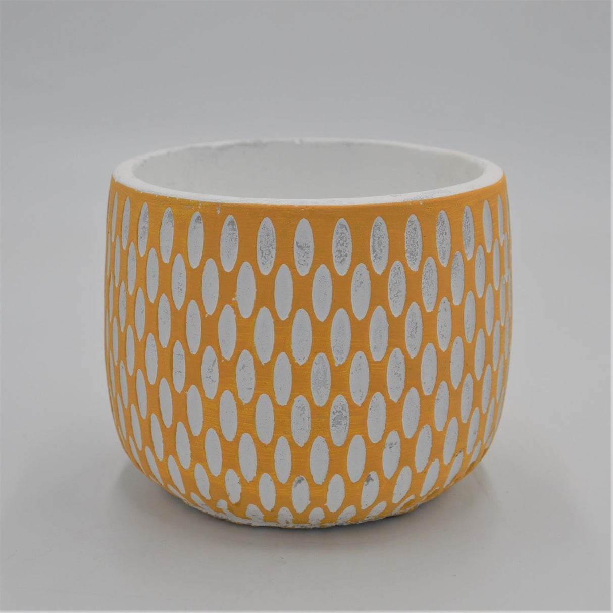 MARIE Yellow decorative pot with pattern for 10.5cm succulents